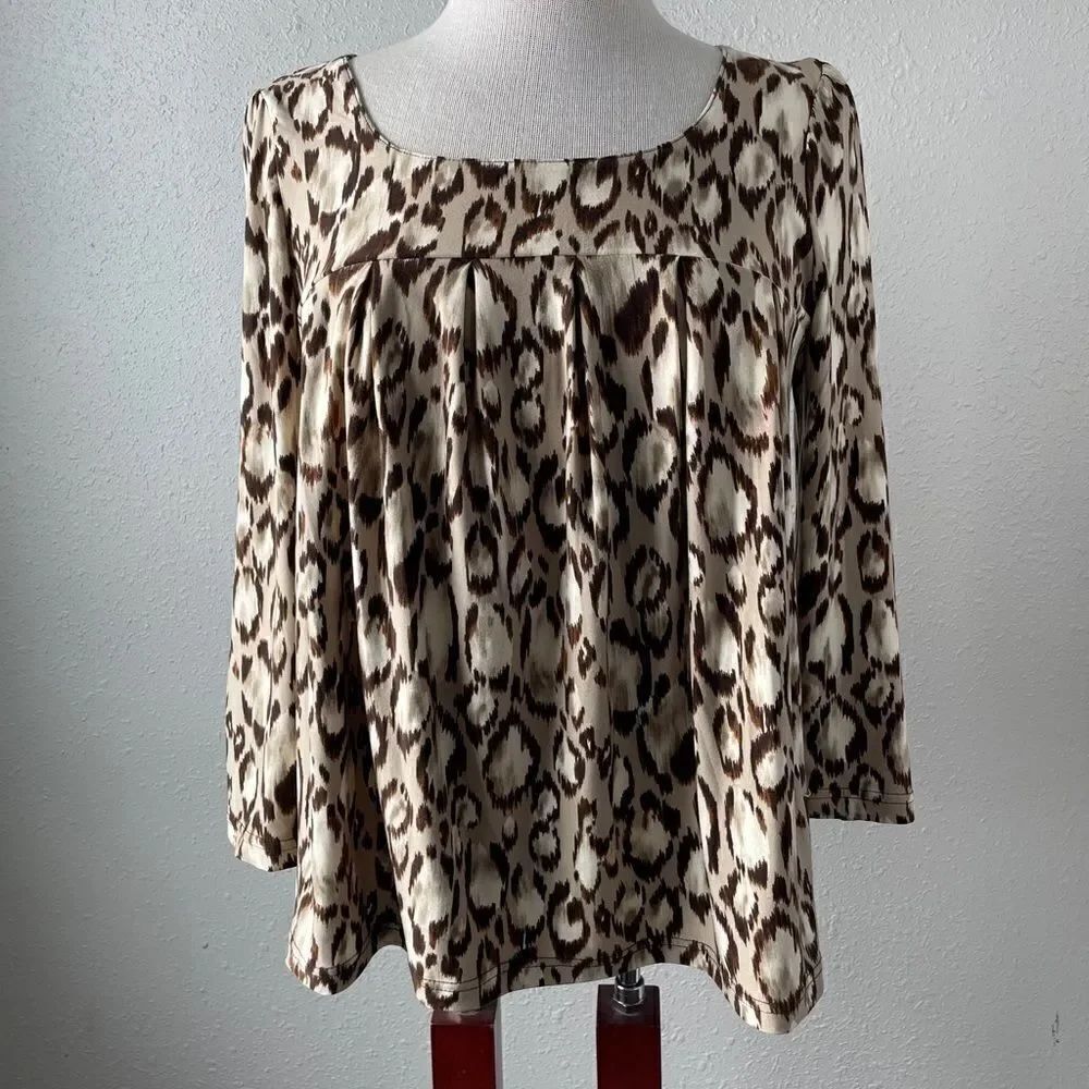 Rafaella Animal Print Blouse Top Size M EUC
